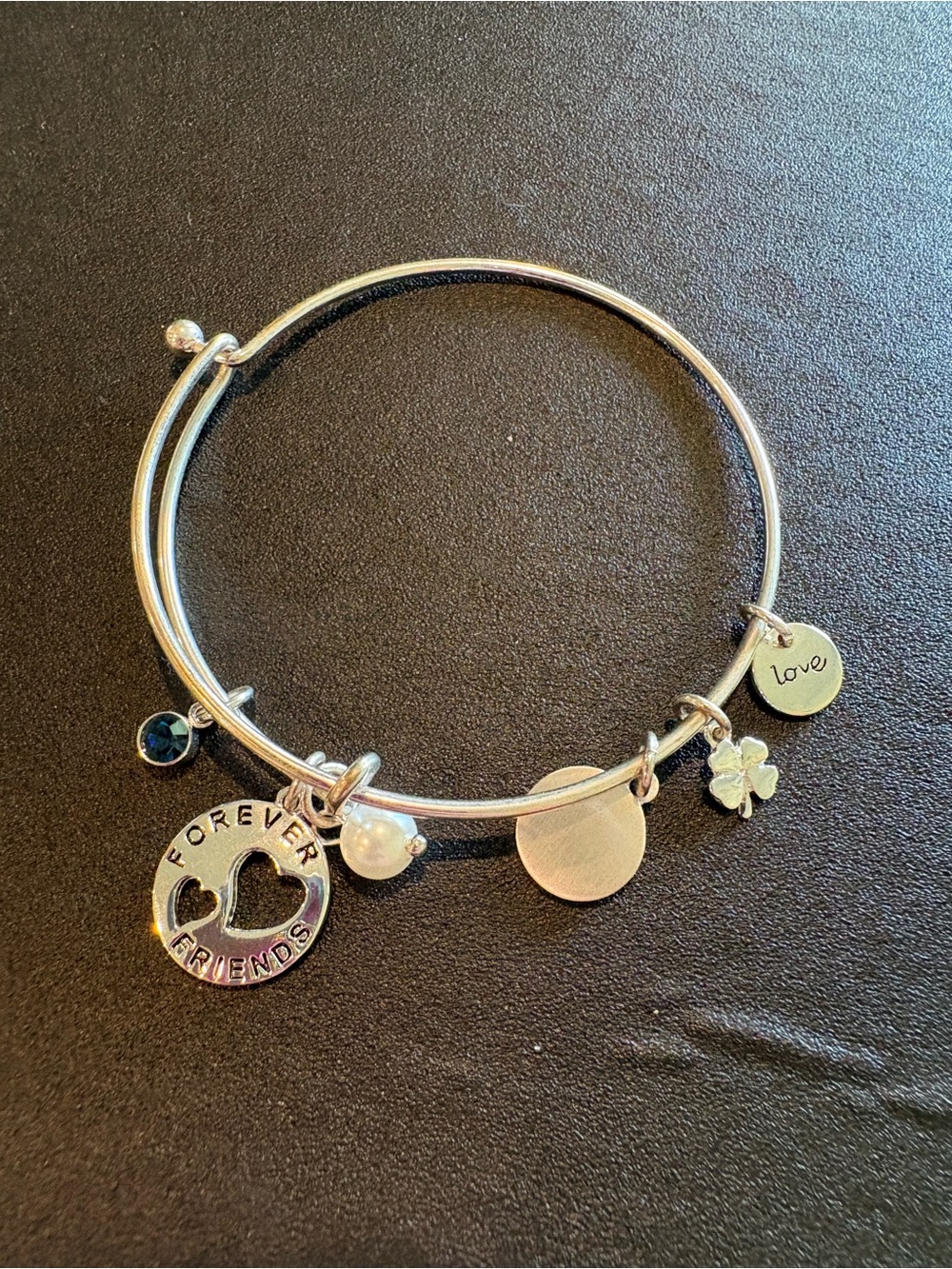 Forever Friends Silver Charm Bangle Bracelet - Silver